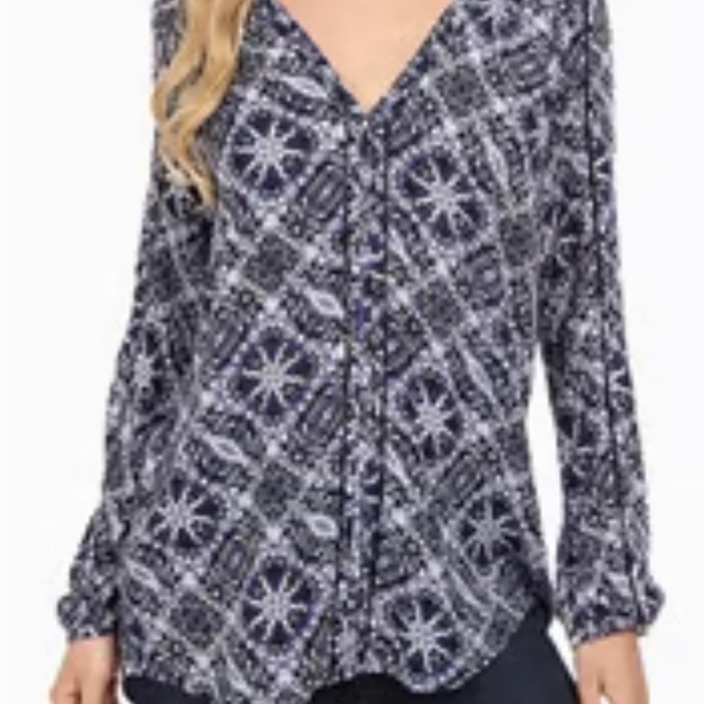 Lucky Brand Long Sleeve Tie Dye Blouse